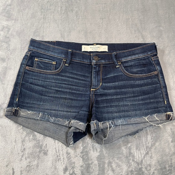 Abercrombie & Fitch Pants - Abercrombie & Fitch Womens Size 4 W27 Dark Wash Raw Hem Denim Cut Off Shorts